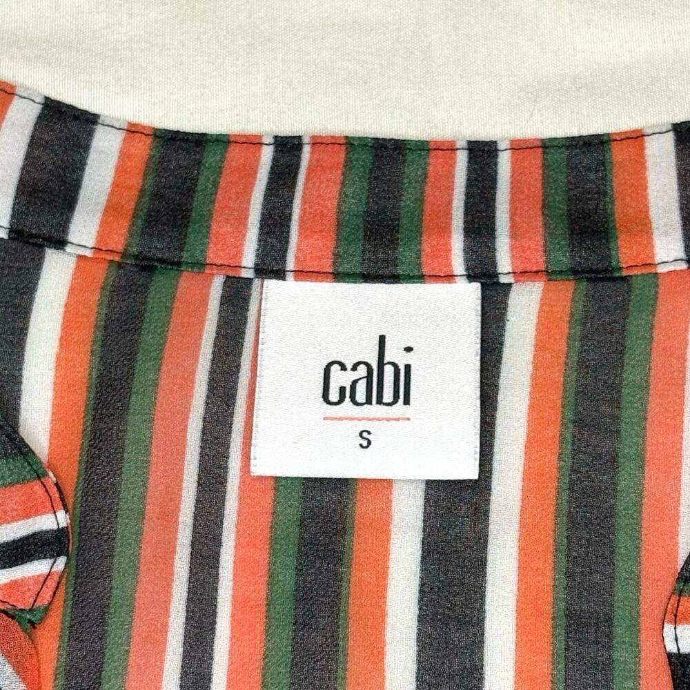 CAbi Women’s S Striped Chiffon Balloon Sleeve Blouse - Picture 8 of 15